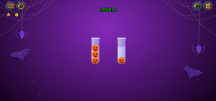 Sorting colorful balls in Ball Sort Halloween